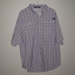 Men's Blue and Pink Columbia Fishing Shirt size Large